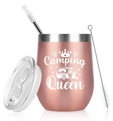Produktbild von Campingbecher für Frauen – isolierend mit Deckel und Strohhalm – 355 ml