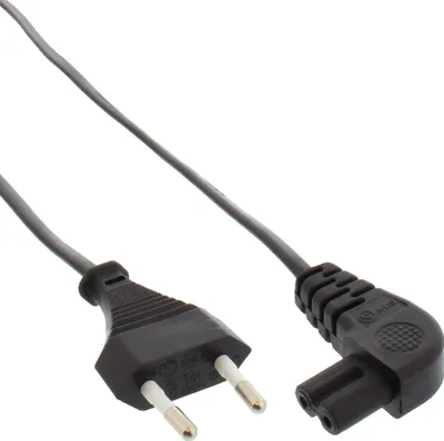 Zdjęcie produktu dla InLine® 16654G Netzkabel, Netzstecker auf Euro 8 C7 Stecker, gewinkelt, 2,0m