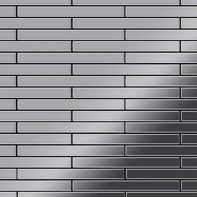 Produktbild von Mosaik Fliese massiv Metall Edelstahl marine hochglanz grau 1,6mm Avenue-S-S-MM