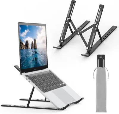 Productafbeelding van Verstelbare laptopstandaard - Aluminium, grijs, geschikt voor laptops tot 17,3 inch