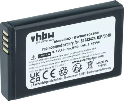 Produktbild von vhbw Akku kompatibel mit Spectralink 7520, 5040, 7212, 7502, 5020, 7202, 7540, 7532, 7522, 3040 schnurlos Festnetz Telefon (950 mAh, 3,7 V, Li-Ion)