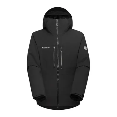 Schwarze Stoney HS Thermo Hooded Jacket für Herren von Mammut; mit mehreren Reißverschlusstaschen und Kapuze.