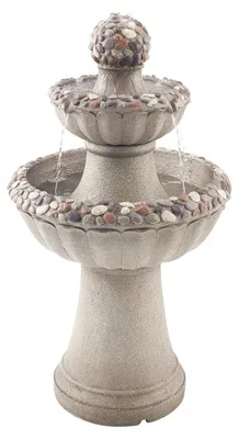 Image de Fontaine d'extérieur VEVOR, hauteur 927 mm, cascade moderne en 2 niveaux, fontaine en fibre de verre et résine, avec pompe à eau, idéale pour les jardins, les terrasses, les cours arrière et la décoration intérieure