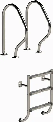 Produktbild von Eichenwald Poolleiter Modell 58 Geteilte Leiter mit 2 Griffbögen Leiterlänge 959mm 3 Stufen