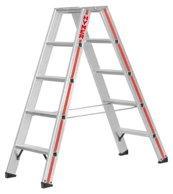 Immagine prodotto di Scala a pioli in alluminio, 2x5 gradini - Leggera - Capacità di carico: 150 kg - Argento