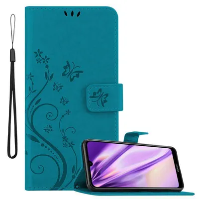 Image de Cadorabo Housse pour Huawei Y6 2019 Housse de protection en bleu Housse pour portable Etui Case Fleurs Flower