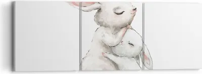 Produktbild von Bild auf Leinwand - Leinwandbild - 3 Teile - Kaninchen Hase Kinder - 90x30cm - Wand Bild - Wanddeko - Wandbilder - Leinwanddruck - Bilder - Wanddekoration - Leinwand bilder - Wandbild - CA90x30-4725