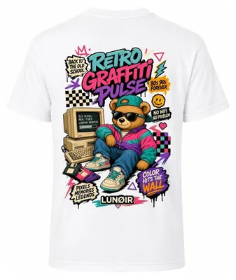 Produktbild von Damen T-Shirt Weiß 2XL – Bedrucktes Shirt mit Retro Motiv aus Baumwolle – LUNØIR ©