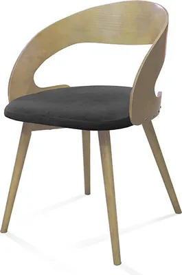 Produktbild von Esszimmerstuhl M105, gepolsterter Stuhl aus Holz, Farbe: Schwarz / Buche Natur
