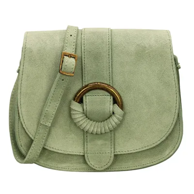 Produktbild von Damen Umhängetasche aus 100% Wildleder, 23x20x8 cm, Mintgrün