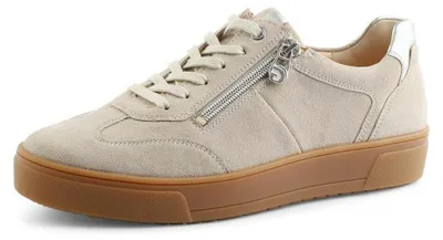 Produktbild von Ganter Damen Alltags-Sneaker Beige mit Schnürverschluss, seitlichem Reißverschluss und brauner Sohle