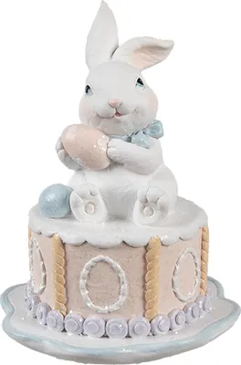 Produktbild von Clayre & Eef Dekorationsfigur Kaninchen Ø 12x17 cm Weiß Rosa Kunststoff