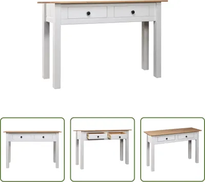 Produktbild von The Living Store Konsolentisch Weiß 110x40x72 cm Kiefernholz Panama
