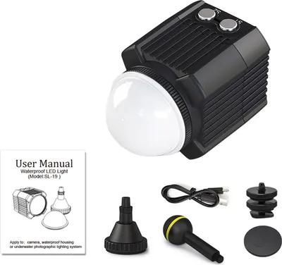 Obrázek produktu pro Mini dobíjecí LED video světlo – vodotěsné do 60 m, IPX8, podvodní lampa pro DJI Drone, GoPro, DSLR, akční kamery, smartphony