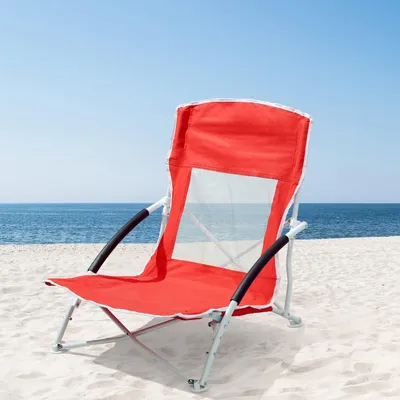 Produktbild von Leichter, zusammenklappbarer Strandstuhl – Faltbarer Campingstuhl mit Tragetasche – Atmungsaktiv und bequem – Strandstuhl für Reisen
