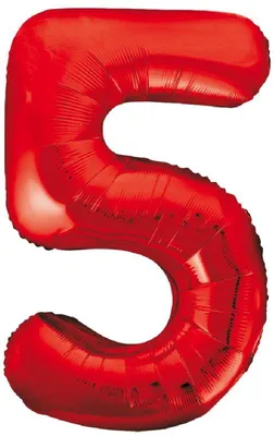 Produktbild von XXL Folien Ballon Rot in Form der Zahl 5  100 cm