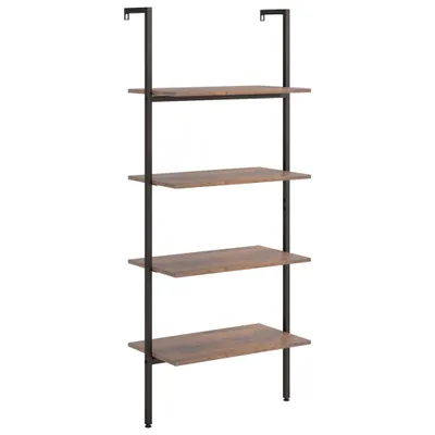 Produktbild von Leiterregal mit 4 Böden Dunkelbraun und Schwarz 64x35x152,5 cm