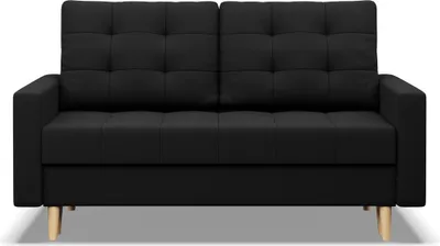Produktbild von Sofa mit Schlaffunktion ELMA, 2-Sitzer Couch, Wendekissen, Bettkasten, Schwarz