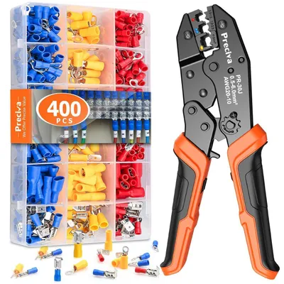 Immagine prodotto di Set di pinze a crimpare con 400 connettori per cavi, da 0,5 a 6 mm², per applicazioni automobilistiche e impianti elettrici