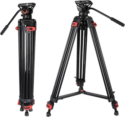 Imagen del producto de Trípode para cámara, 188 cm, trípode robusto para cámaras de video profesionales, funda de transporte, 8 kg, incluye placa de liberación rápida, trípode para fotografía, trípode