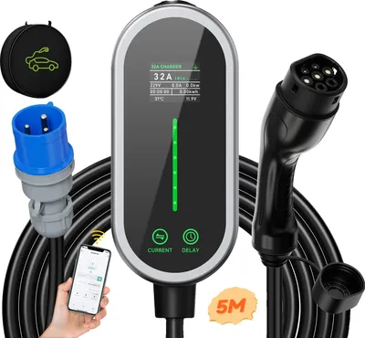 Zdjęcie produktu dla Przenośna ładowarka do pojazdów elektrycznych, sterowanie za pomocą inteligentnej aplikacji, regulowany prąd ładowania, Type2 5M, TYP2