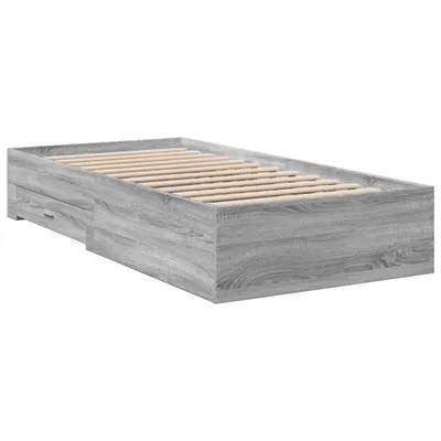 Produktbild von Bettgestell mit Schubladen Grau Sonoma 100x200 cm Holzwerkstoff