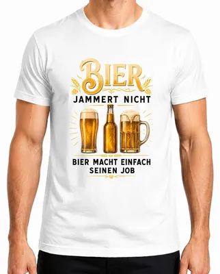 Zdjęcie produktu dla Koszulka męska "Bier jammert nicht" (Piwo się nie narzeka), biała, rozmiar L