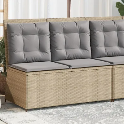 Produktbild von Möbel Gartenbank Verstellbar mit Kissen Beige Poly Rattan - Gartenbänke 368967
