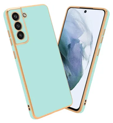Produktbild von Cadorabo Schutzhülle für Samsung Galaxy S21 FE in Glossy Mint Grün - Gold Hülle flexibles TPU Silikon Cover Kameraschutz
