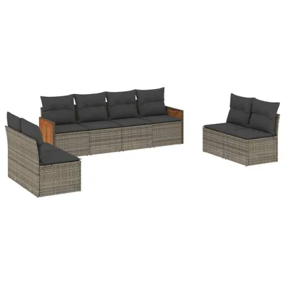 Produktbild von vidaXL 8-tlg. Garten-Sofagarnitur mit Kissen Grau Poly Rattan