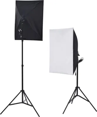 Obrázok produktu pre súprava fotoštúdia vidaXL s lampami softbox, pozadím a reflektorom