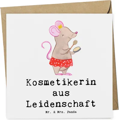 Produktbild von Mr. & Mrs. Panda Klappkarte Kosmetikerin Leidenschaft - Weiß - Geschenk, Grußkarte, doppelkarte, Spruch, Maskenbildnerin, Ausbildung, faltkarte, Beauty Salon, anlasskarte