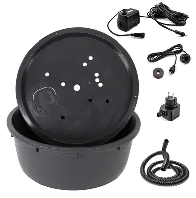 Produktbild von CLGarden Springbrunnenbecken Set mit 150 Liter Becken und 88cm GFK Abdeckung Springbrunnen Pumpe SP1 DIY LED Beleuchtung