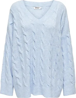 Produktbild von ONLY ONLJEANETT LIFE L/S CABLE V-NECK CS Cashmere Blue/Melange L