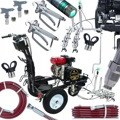 Produktbild von Malowarka Straßenmarkiergerät PowerXcellence Phantom Z – Benzinmotor 7P | 23 MPa | 4 L/min | 2 Spritzpistolen | 2 Düsen 315 | 2 Schläuche 15 m | Ein- oder Zweipistolenbetrieb