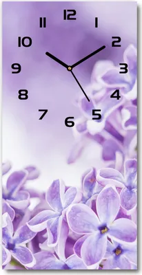 Produktbild von Wanduhr aus Glas – 30x60 cm - Glasbild - Glasuhr - Gehärtetes Glas -Lila Blumen