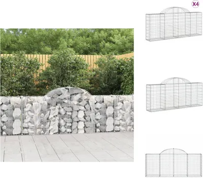 Produktbild von vidaXL Gabionen mit Hochbogen 4 Stk. 200x30x80/100 cm Verzinktes Eisen -  Blumentöpfe & Pflanzgefäße