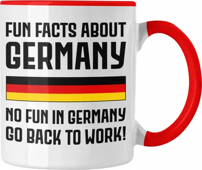 Produktbild von Trendation - Fun Facts About Germany Tasse Lustiger Spruch Bürotasse mit Spruch Geschenk Kollege Kollegin (Rot)