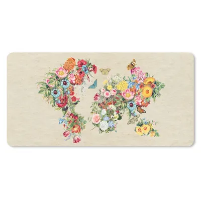 Produktbild von MuchoWow® Schreibtischunterlage Karte - Blumen - Vintage-Papier 80x40 cm - XXL Mauspad - Gaming Mauspad