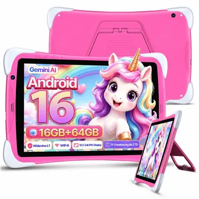 Image de Tablette Kinder 10 pouces, Android, tablette pour enfants, 16 Go + 64 Go, rose
