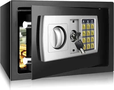 Produktbild von Tresor feuerfest wasserdicht, wasserdichter und feuerfester Safe, 8,5 l Mini-Digital-Safe für Geld, Wand- oder Schrankverankerung, für Büros, Hotels, Zuhause, 31 B x 20 T x 20 H cm, Schwarz