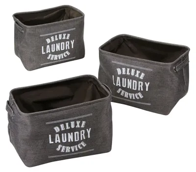 Image de CALICOSY - Lot de 3 paniers à linge en toile grise