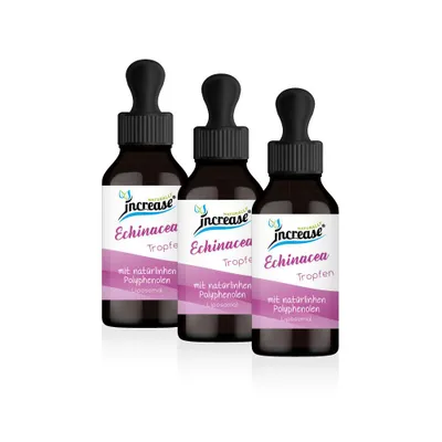 Produktbild von Nimm 3, zahl 2 Aktion Liposomale Echinacea Tropfen hochdosiert - 2000mg Echinacea pro Tag davon 80 mg Polyphenole (180.000mg Echinacea in 3 Flaschen)