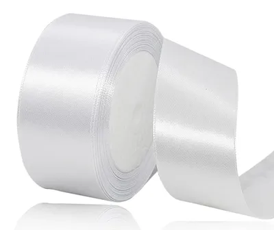 Produktbild von Satinband - 40 mm Breite - Zum Basteln, Nähen und Dekorieren - Weiß - 22 Meter Länge