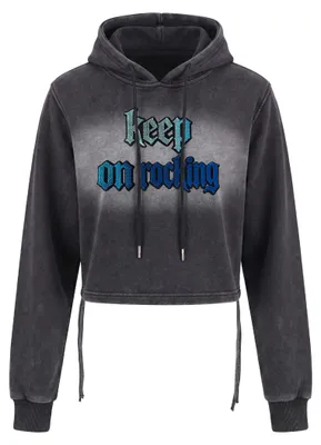 Produktbild von Damen Strickhoodie grau S mit Kapuze und verstellbarem Kordelzug Rocks Kollektion