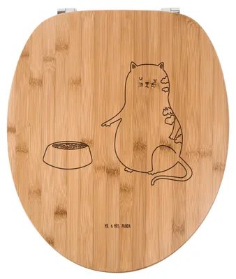 Produktbild von Mr. & Mrs. Panda Toilettendeckel Katze Fressen - Transparent - Geschenk, WC Brille, Deckel, Sitz, WC-Brille, Holz Klodeckel