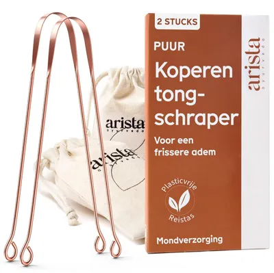 Produktbild von Zungenschaber Zungenreiniger - 2 Stück - Kupfer - Dicker gebogener Rand - Für die Mundhygiene