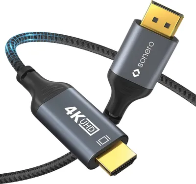 Produktbild von Sonero 4K DisplayPort auf HDMI Kabel, 1,00 Meter, grau/schwarz