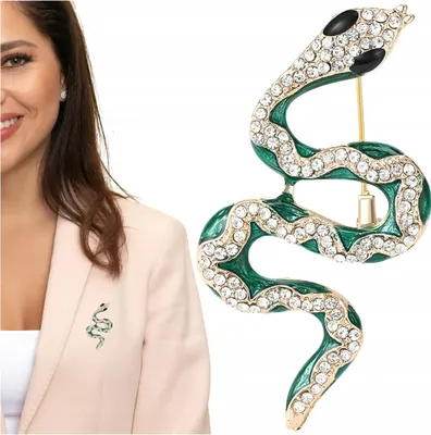 Immagine prodotto di Elegante spilla in zircone a forma di serpente verde con perno