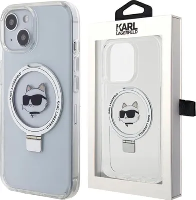 Zdjęcie produktu dla Etui Karl Lagerfeld Ring Stand Choupette Head Magsafe Do Iphone 15 - Białe